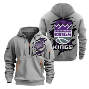 Urban Streetwear Hoodie, Half-Zip with Exclusive Logo NBA561 - Grey