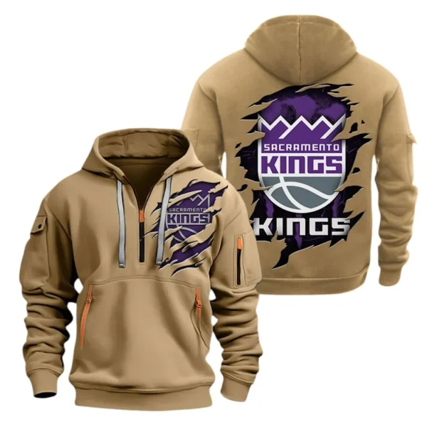 Performance Hoodie Half Zipper, Fan Edition Logo NBA561 - Khaki