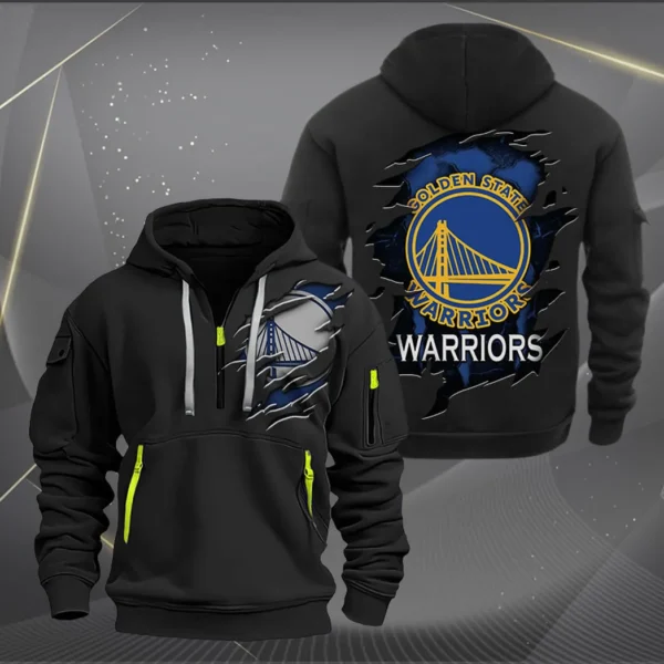 Everyday Hoodie Half Zipper, Athletic-Inspired Logo NBA561 - Black - Image 2