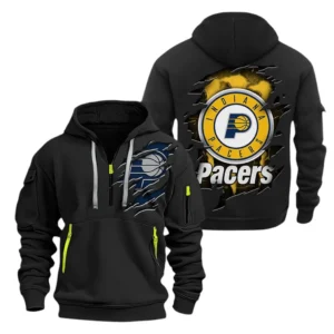 Urban Streetwear Hoodie, Half-Zip with Exclusive Logo NBA561 - Black