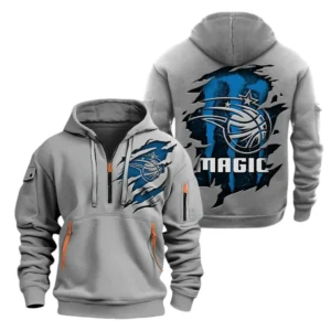 Urban Streetwear Hoodie, Half-Zip with Exclusive Logo NBA561 - Grey