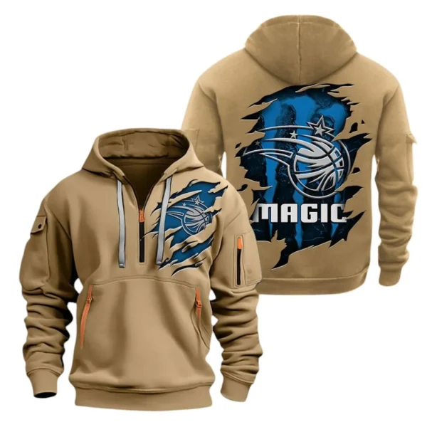 Performance Hoodie Half Zipper, Fan Edition Logo NBA561 - Khaki
