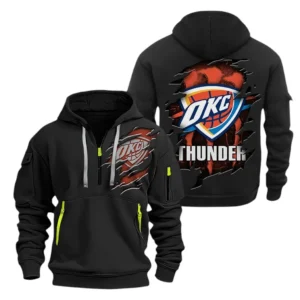 Everyday Hoodie Half Zipper, Athletic-Inspired Logo NBA561 - Black