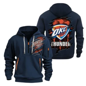 Outdoor Half-Zip Hoodie, Team Spirit Logo Design NBA561 - Navy