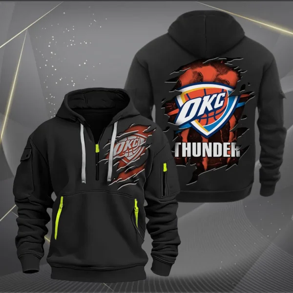 Everyday Hoodie Half Zipper, Athletic-Inspired Logo NBA561 - Black - Image 2