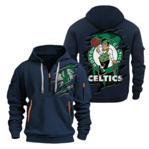 Fan Gift Hoodie Half Zipper, Sports-Inspired Logo Design NBA561 - Navy