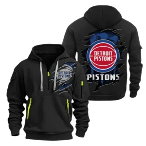 Lightweight Sports Hoodie Half Zipper, Unique Logo Print NBA561 - Black