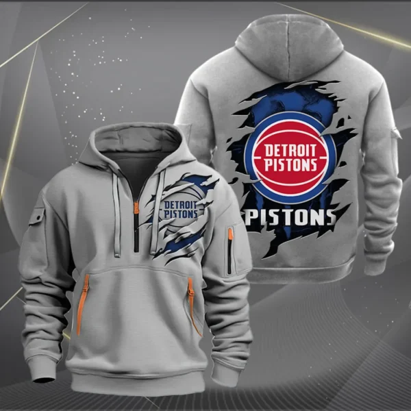 Training Hoodie Half Zipper, Fan-Friendly Logo Design NBA561 - Grey - Image 2
