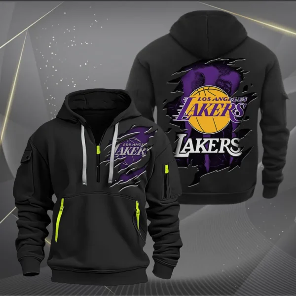 Training Hoodie Half Zipper, Fan-Friendly Logo Design NBA561 - Black - Image 2