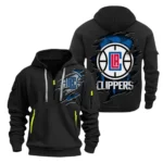 Urban Streetwear Hoodie, Half-Zip with Exclusive Logo NBA561 - Black