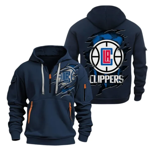 Performance Hoodie Half Zipper, Fan Edition Logo NBA561 - Navy