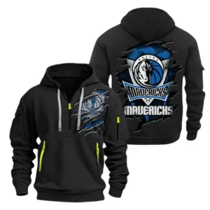 Lightweight Sports Hoodie Half Zipper, Unique Logo Print NBA561 - Black