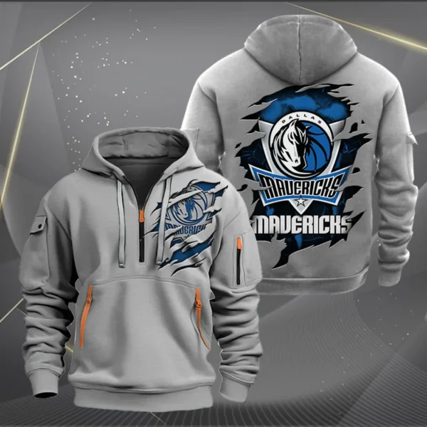 Training Hoodie Half Zipper, Fan-Friendly Logo Design NBA561 - Grey - Image 2