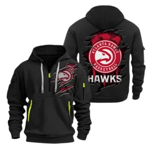 Athletic Half-Zip Hoodie, Team-Style Logo Print Hoodie Gift For Football Fans NBA561 - Black