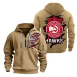 Performance Hoodie Half Zipper, Fan Edition Logo NBA561 - Khaki