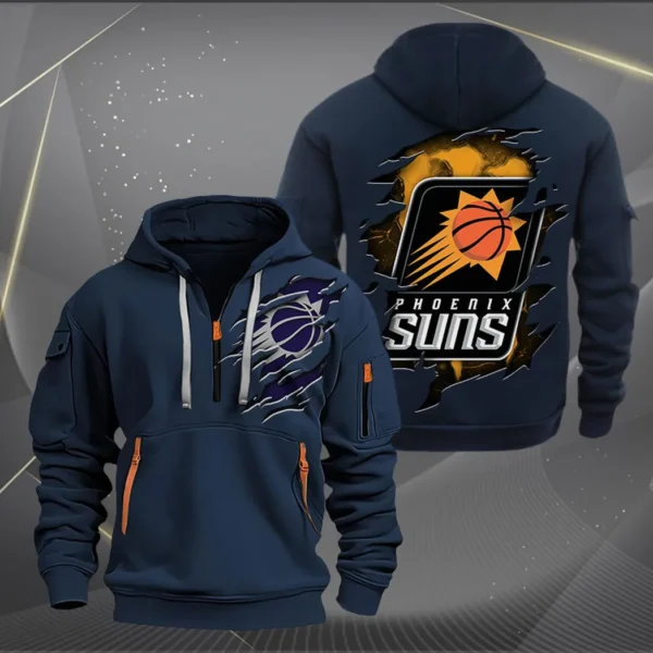 Performance Hoodie Half Zipper, Fan Edition Logo NBA561 - Navy - Image 2
