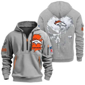 Training Hoodie Half Zipper, Fan-Friendly Logo Design NFL011 - Gray