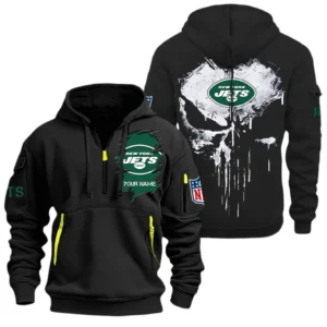 Casual Sports Hoodie Half Zipper, Modern Logo Detail Printing NFL011 - Black