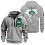 Urban Streetwear Hoodie, Half-Zip with Exclusive Logo NFL011 - Gray