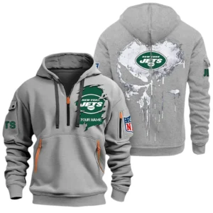 Urban Streetwear Hoodie, Half-Zip with Exclusive Logo NFL011 - Gray