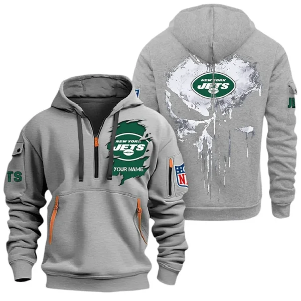Urban Streetwear Hoodie, Half-Zip with Exclusive Logo NFL011 - Gray