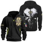 Outdoor Half-Zip Hoodie, Team Spirit Logo Design NFL011 - Black