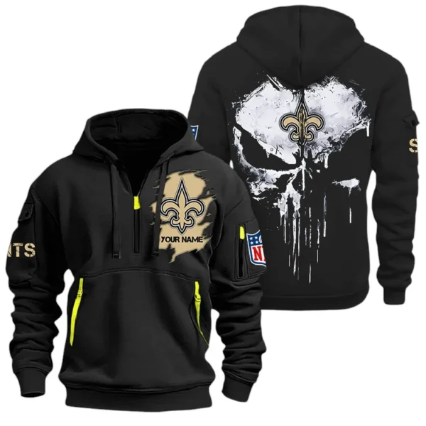 Outdoor Half-Zip Hoodie, Team Spirit Logo Design NFL011 - Black