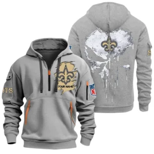 Lightweight Sports Hoodie Half Zipper, Unique Logo Print NFL011 - Gray