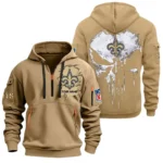 Street-Style Hoodie Half Zipper, Modern Sports Logo NFL011 - Khaki