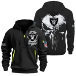 Fan Gift Hoodie Half Zipper, Sports-Inspired Logo Design NFL011 - Black