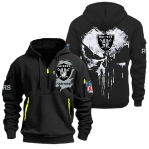 Fan Gift Hoodie Half Zipper, Sports-Inspired Logo Design NFL011 - Black