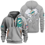 Everyday Hoodie Half Zipper, Athletic-Inspired Logo NFL011 - Gray
