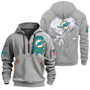 Everyday Hoodie Half Zipper, Athletic-Inspired Logo NFL011 - Gray