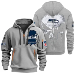 Training Hoodie Half Zipper, Fan-Friendly Logo Design NFL011 - Gray