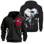 Casual Sports Hoodie Half Zipper, Modern Logo Detail Printing NFL011 - Black