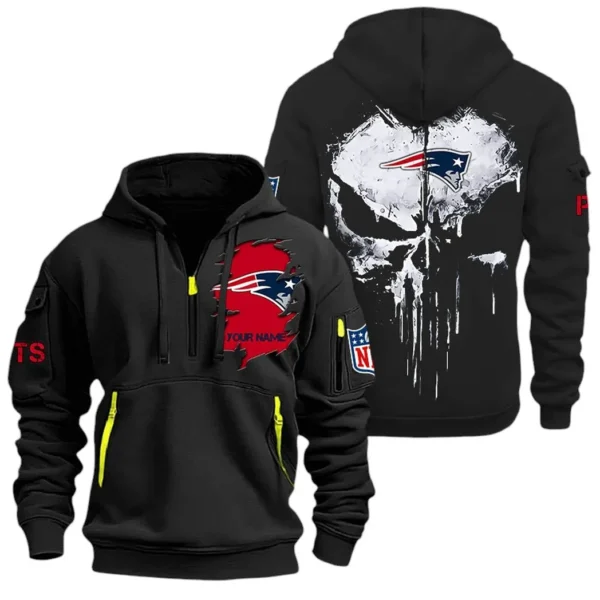 Casual Sports Hoodie Half Zipper, Modern Logo Detail Printing NFL011 - Black