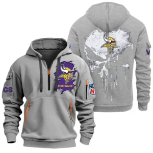 Lightweight Sports Hoodie Half Zipper, Unique Logo Print NFL011 - Gray