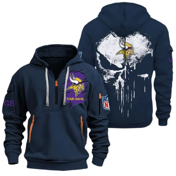 Training Hoodie Half Zipper, Fan-Friendly Logo Design NFL011 - Navy
