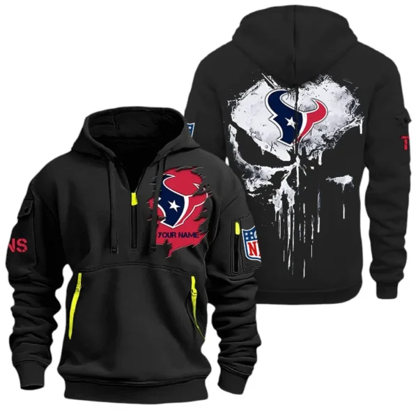 Fan Gift Hoodie Half Zipper, Sports-Inspired Logo Design NFL011 - Black