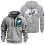 Everyday Hoodie Half Zipper, Athletic-Inspired Logo NFL011 - Gray