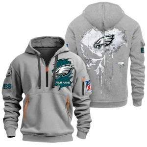 Everyday Hoodie Half Zipper, Athletic-Inspired Logo NFL011 - Gray