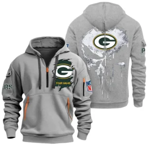 Training Hoodie Half Zipper, Fan-Friendly Logo Design NFL011 - Gray