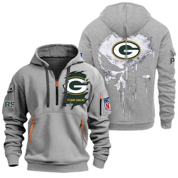 Training Hoodie Half Zipper, Fan-Friendly Logo Design NFL011 - Gray