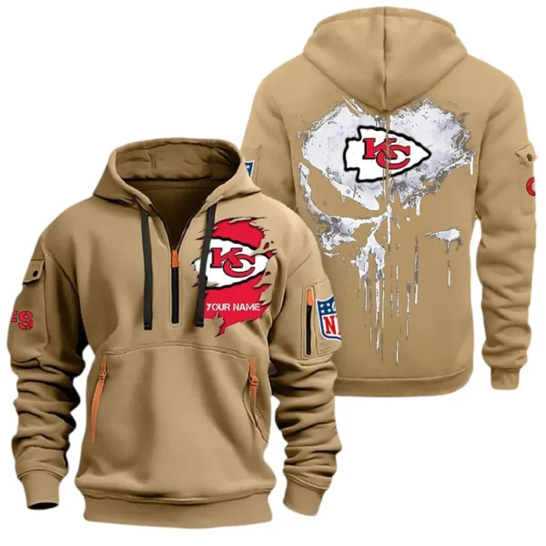 Performance Hoodie Half Zipper, Fan Edition Logo NFL011 - Khaki