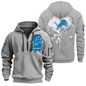 Lightweight Sports Hoodie Half Zipper, Unique Logo Print NFL011 - Gray