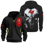 Fan Gift Hoodie Half Zipper, Sports-Inspired Logo Design NFL011 - Black