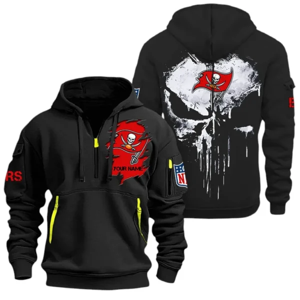 Fan Gift Hoodie Half Zipper, Sports-Inspired Logo Design NFL011 - Black