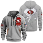 Everyday Hoodie Half Zipper, Athletic-Inspired Logo NFL011 - Gray