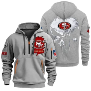 Everyday Hoodie Half Zipper, Athletic-Inspired Logo NFL011 - Gray