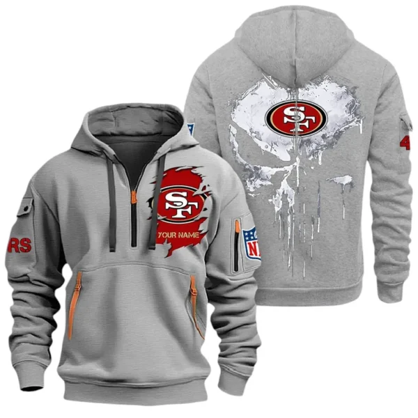 Everyday Hoodie Half Zipper, Athletic-Inspired Logo NFL011 - Gray